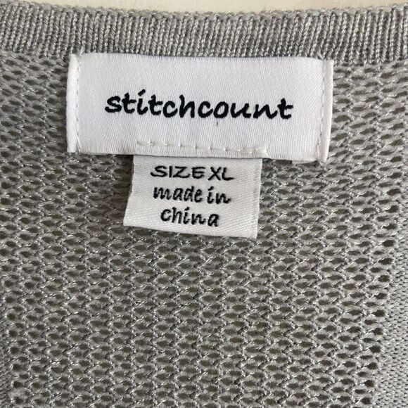 Stitchcount Open Draped Front Lightweight Cardigan Sweater Gray Size XL - Picture 3 of 10